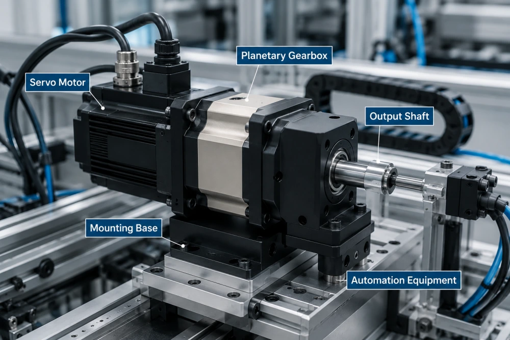 servo planetary gearbox layout in automation system